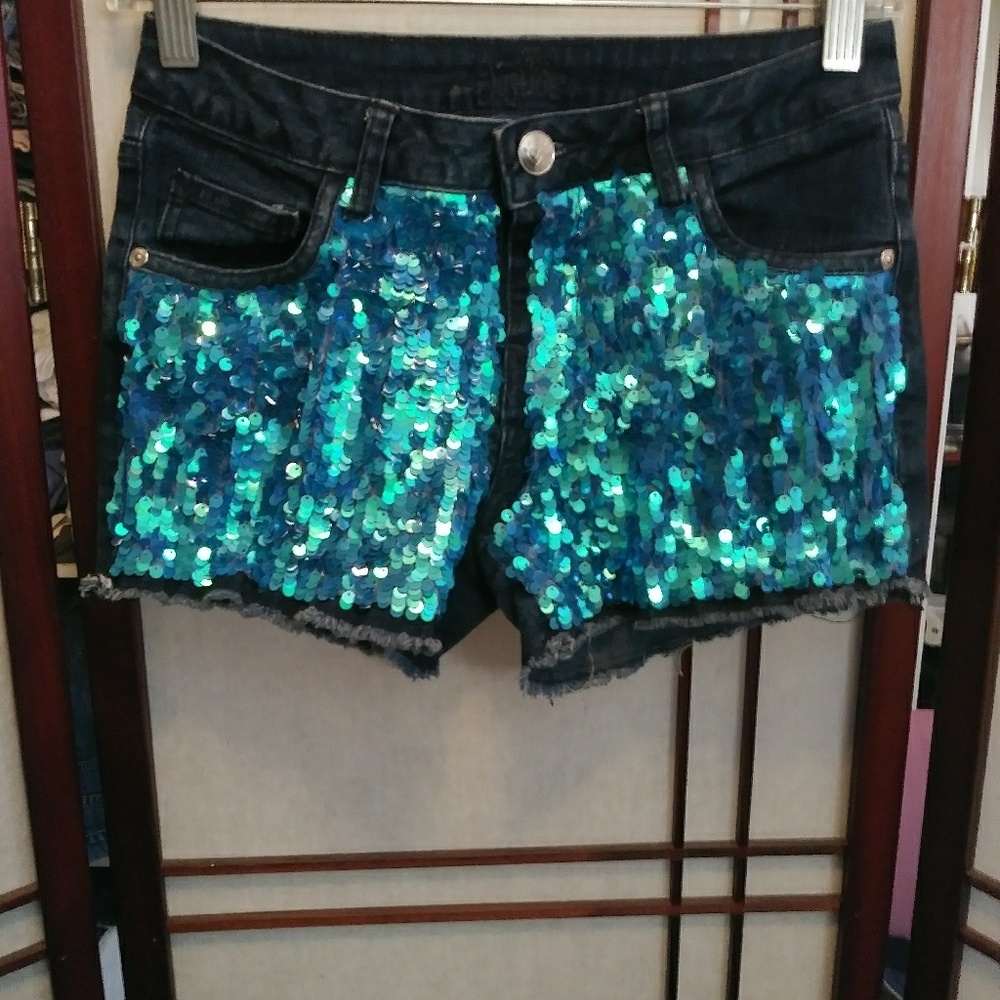 Justice jeans sequins shorts size 14